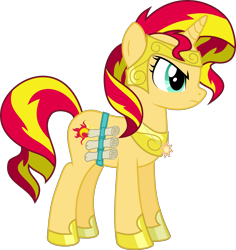 Size: 3000x3177 | Tagged: safe, artist:ruinedomega, sunset shimmer, pony, unicorn, alternate universe, armor, ponyscape, simple background, solo, transparent background, vector