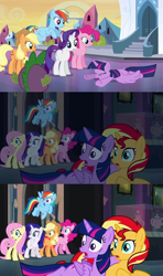 Size: 640x1080 | Tagged: safe, derpibooru import, edit, screencap, applejack, fluttershy, pinkie pie, rainbow dash, rarity, spike, sunset shimmer, twilight sparkle, equestria girls, equestria girls (movie), crystal empire