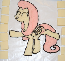 Size: 421x398 | Tagged: safe, artist:bawesome-bacon, fluttershy, pegasus, pony, butter, edible, flutterbutter, literal buttershy