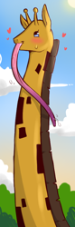 Size: 300x900 | Tagged: safe, artist:cold-blooded-twilight, oc, oc only, oc:clopnow, giraffe, clopquest, giraffied, long neck, species swap, tongue out