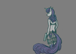 Size: 4092x2893 | Tagged: safe, artist:thewraithofwolf, rarity, anthro, absurd resolution, gun