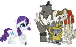 Size: 800x493 | Tagged: safe, artist:theartrix, rarity, diamond dog, pony, unicorn, clothes, female, redesign