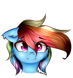 Size: 854x899 | Tagged: safe, artist:kourma, derpibooru import, rainbow dash, pegasus, pony, bust, female, looking at you, mare, simple background, smiling, solo, transparent background