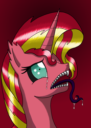 Size: 2496x3496 | Tagged: safe, artist:heartshielder1991, sunset satan, sunset shimmer, pony, crying, ponified, solo