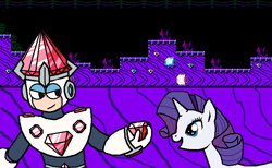 Size: 764x471 | Tagged: safe, artist:plantpony, rarity, pony, unicorn, crossover, jewel man, megaman