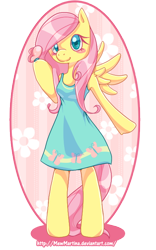 Size: 450x720 | Tagged: safe, artist:churobu, fluttershy, butterfly, pegasus, pony, semi-anthro, bipedal, clothes, dress, simple background, transparent background