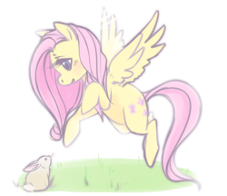 Size: 800x691 | Tagged: safe, artist:zayger, fluttershy, pegasus, pony, rabbit, animal, solo