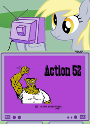 Size: 563x771 | Tagged: safe, derpy hooves, pony, action 52, cheetahmen, exploitable meme, meme, tv meme