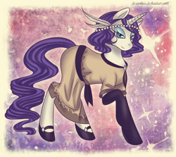 Size: 1448x1289 | Tagged: safe, artist:dragonina, rarity, pony, unicorn, clothes, dress, flapper, solo