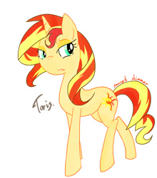 Size: 900x1024 | Tagged: safe, artist:tori, sunset shimmer, pony, unicorn, pixiv, simple background, solo, white background