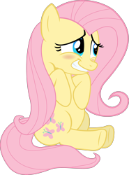 Size: 3597x4852 | Tagged: safe, artist:regolithx, fluttershy, pegasus, pony, the super speedy cider squeezy 6000, absurd resolution, blushing, embarrassed, fluttershy sleeps naked, simple background, sitting, solo, transparent background, vector