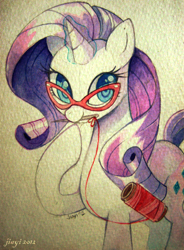 Size: 598x813 | Tagged: safe, artist:jiayi, rarity, pony, unicorn, glasses, solo, traditional art