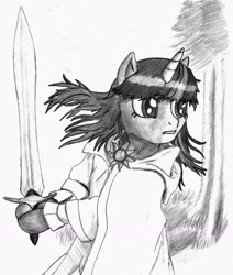 Size: 2480x2928 | Tagged: safe, artist:lucasgan, derpibooru import, twilight sparkle, pony, bipedal, gandalf, parody, ponified, sword