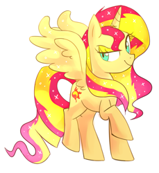 Size: 907x989 | Tagged: safe, artist:kaji-tanii, sunset shimmer, alicorn, pony, alicornified, race swap, shimmercorn, solo