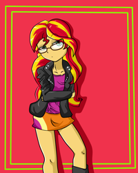 Size: 2000x2500 | Tagged: safe, artist:nekojackun, sunset shimmer, equestria girls, glasses, simple background, solo