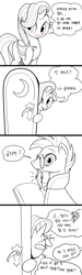 Size: 1080x3600 | Tagged: safe, artist:gashiboka, starlight glimmer, sunburst, pony, unicorn, 4koma, comic, dialogue, female, korean, male, monochrome, pogonophobia, shipping, starburst, straight, translated in the comments