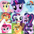 Size: 1024x1019 | Tagged: safe, derpibooru import, edit, edited screencap, screencap, applejack, fluttershy, pinkie pie, rainbow dash, rarity, sci-twi, starlight glimmer, sunset shimmer, twilight sparkle, earth pony, pegasus, pony, unicorn, equestria girls, comic sans, exploitable meme, meme, not you