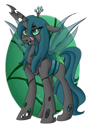 Size: 865x1213 | Tagged: safe, artist:crecious, queen chrysalis, changeling, changeling queen, female, licking, licking lips, solo, tongue out