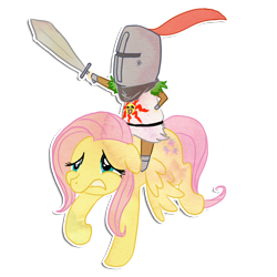 Size: 800x800 | Tagged: safe, artist:otaku-bee, fluttershy, pegasus, pony, crossover, dark souls, jolly cooperation, solaire of astora