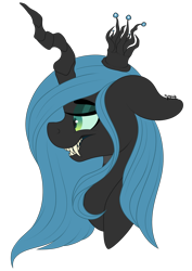 Size: 1266x1787 | Tagged: safe, artist:spottie-dots, queen chrysalis, changeling, changeling queen, bust, fangs, female, portrait, profile, simple background, solo, transparent background