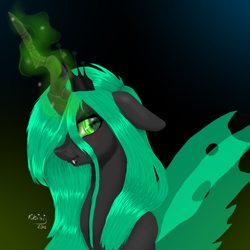 Size: 768x768 | Tagged: dead source, safe, artist:kkisi, queen chrysalis, changeling, changeling queen, bust, female, portrait, solo