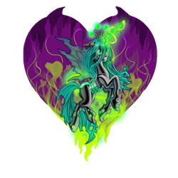 Size: 1000x1000 | Tagged: safe, artist:may-li128, queen chrysalis, changeling, changeling queen, female, horn, magic, solo