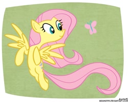 Size: 900x720 | Tagged: safe, artist:braindps, fluttershy, butterfly, pegasus, pony, female, mare, solo