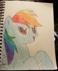 Size: 1801x2195 | Tagged: safe, derpibooru import, rainbow dash, pegasus, pony, color, colored, female, mare, paper, pencil, pencil drawing, traditional art