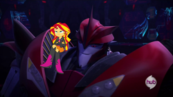 Size: 1280x720 | Tagged: safe, sunset shimmer, equestria girls, crossover, knock out, transformers, transformers prime