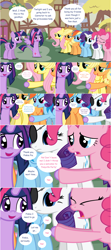 Size: 1284x2892 | Tagged: safe, artist:hakunohamikage, derpibooru import, applejack, fluttershy, pinkie pie, rainbow dash, rarity, twilight sparkle, twilight sparkle (alicorn), alicorn, earth pony, pegasus, pony, unicorn, ask, ask-princesssparkle, askpinytwilight, eyepatch, mane six, tumblr