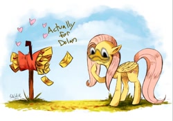 Size: 754x532 | Tagged: safe, edit, fluttershy, pegasus, pony, dolan, flutehsy, heart, mail, mailbox