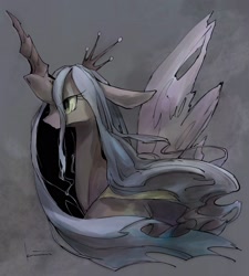 Size: 2000x2220 | Tagged: safe, artist:kuzumori, queen chrysalis, changeling, changeling queen, female, solo