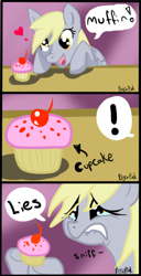 Size: 262x511 | Tagged: safe, artist:psycopink, derpy hooves, pegasus, pony, comic, cupcake, female, mare