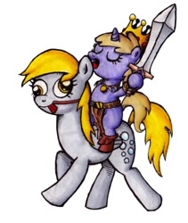 Size: 778x920 | Tagged: safe, artist:darkone10, derpy hooves, dinky hooves, pegasus, pony, epic derpy, female, mare, sword