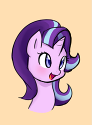 Size: 463x628 | Tagged: safe, artist:potzm, edit, starlight glimmer, pony, unicorn, spoiler:s06, bust, cropped, cute, female, glimmerbetes, mare, new hairstyle, open mouth, portrait, smiling, solo