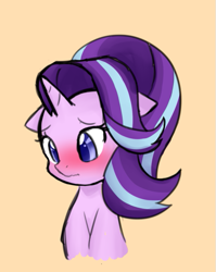 Size: 481x603 | Tagged: safe, artist:potzm, edit, starlight glimmer, pony, unicorn, spoiler:s06, blushing, cropped, cute, female, floppy ears, glimmerbetes, looking down, mare, new hairstyle, solo, wavy mouth