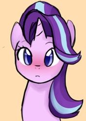 Size: 296x417 | Tagged: safe, artist:potzm, edit, starlight glimmer, pony, unicorn, spoiler:s06, blushing, cropped, cute, female, glimmerbetes, mare, new hairstyle, solo