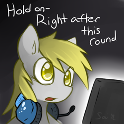 Size: 650x650 | Tagged: safe, artist:serendipity-kitty, derpy hooves, pegasus, pony, female, gamer derpy, mare