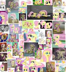 Size: 2500x2700 | Tagged: artist needed, safe, fluttershy, pegasus, pony, about to cry, collage, crying, crying fluttershy, eyes closed, filly, flailing, floppy ears, fluttercry, high res, kneeling, ocular gushers, open mouth, sad, sitting, spread wings, wide eyes