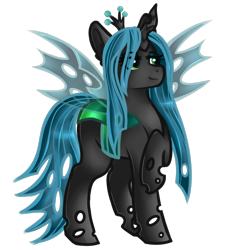 Size: 3600x3600 | Tagged: safe, artist:blocksy-art, queen chrysalis, changeling, changeling queen, raised hoof, smiling, solo