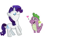 Size: 1080x720 | Tagged: safe, artist:radhannah, rarity, spike, dragon, pony, unicorn, female, male, shipping, sparity, straight