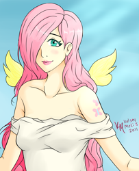 Size: 1000x1231 | Tagged: safe, artist:emberfan11, fluttershy, human, clothes, female, humanized, pink hair