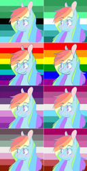 Size: 499x977 | Tagged: safe, artist:mazuuur, derpibooru import, rainbow dash, pegasus, pony, blushing, cute, female, gay pride, gay pride flag, lesbian, lesbian pride flag, pride