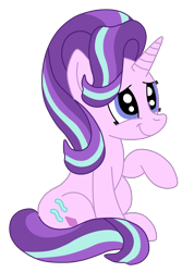 Size: 1936x2892 | Tagged: safe, artist:squipycheetah, starlight glimmer, pony, unicorn, season 6, cute, glimmerbetes, happy, new hairstyle, raised hoof, simple background, sitting, smiling, solo, transparent background, vector