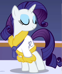 Size: 347x410 | Tagged: safe, rarity, pony, unicorn, bathrobe, clothes, female, horn, mare, solo, spa