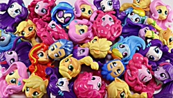 Size: 1280x720 | Tagged: safe, derpibooru import, applejack, dj pon-3, flash sentry, fluttershy, pinkie pie, rainbow dash, rarity, sunset shimmer, twilight sparkle, vinyl scratch, equestria girls, doll, equestria girls minis, eqventures of the minis, head, mane six, multeity, toy, wat