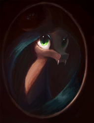 Size: 1064x1400 | Tagged: safe, artist:plainoasis, queen chrysalis, changeling, changeling queen, bust, fangs, female, portrait, solo