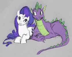 Size: 3840x3040 | Tagged: safe, artist:artistefish, rarity, spike, dragon, pony, unicorn, female, high res, interspecies, male, older, shipping, sparity, straight