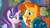 Size: 1657x921 | Tagged: safe, screencap, starlight glimmer, sunburst, pony, unicorn, the crystalling, discovery family logo, eye contact, frown, gritted teeth, nervous, nose wrinkle, open mouth, smiling, sweat, wide eyes