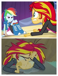 Size: 3106x4096 | Tagged: safe, derpibooru import, edit, edited screencap, screencap, rainbow dash, sunset shimmer, equestria girls, equestria girls (movie), rainbow rocks, absurd resolution, comic, crying, screencap comic